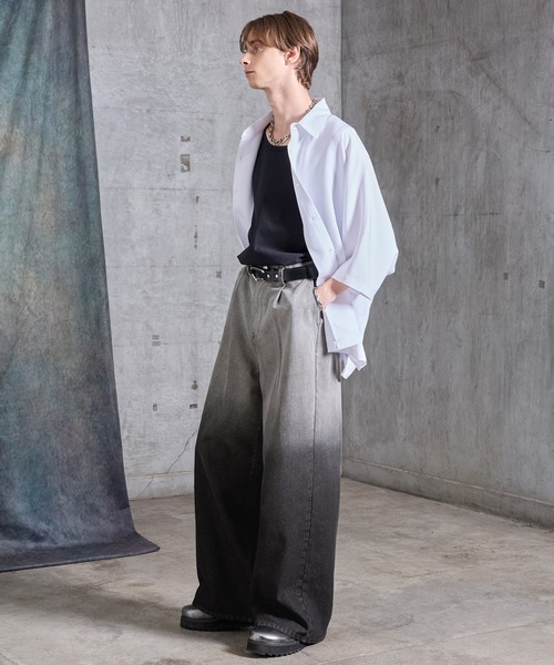 SERACE（セラス）の「【SERACE】Vintage gradation wide baggy denim pants / ヴィンテージグラデーションワイドバギーデニムパンツ（デニムパンツ・メンズ・グレー/ブルー/ブラック・L/M/S）」の19枚目の写真