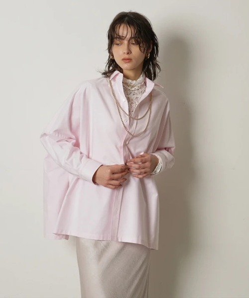 CADUNE（カデュネ）の「オックスビッグシャツ（シャツ/ブラウス・レディース・ライトブルー/ホワイト/ストライプ/ピンク・38）」の4枚目の写真