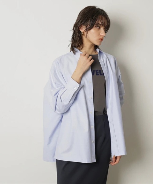 CADUNE（カデュネ）の「オックスビッグシャツ（シャツ/ブラウス・レディース・ライトブルー/ホワイト/ストライプ/ピンク・38）」の3枚目の写真