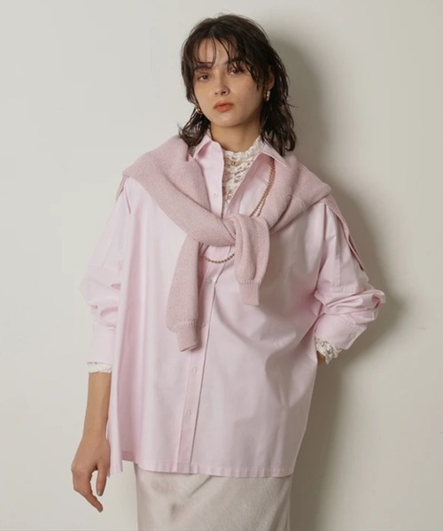 CADUNE（カデュネ）の「オックスビッグシャツ（シャツ/ブラウス・レディース・ライトブルー/ホワイト/ストライプ/ピンク・38）」の5枚目の写真