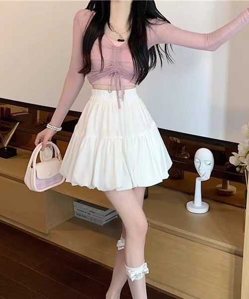 Nia(ニア)の「Nia(ニア)/バルーンミニスカート(スカート・レディース・ホワイト/ブラック・LARGE/MEDIUM/SMALL)」の3枚目の写真