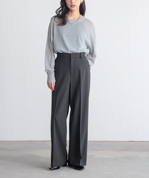 for/c（フォーシー）の「[低身長/高身長向けサイズ有]きれいめ撥水ストレートパンツ【サスティナブル】（スラックス・レディース・ライトグレー/チャコールグレー/ブラック/グレー・MP/MT/LL/L/M）」の12枚目の写真