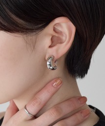 シリコン付 メタルデザイン イヤリング(両耳用)