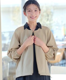 【大きいサイズ】ダンボールポンチノーカラーブルゾン
