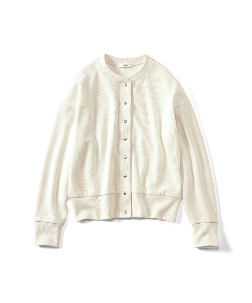 IEDIT（イディット）の「ＩＥＤＩＴ　ニット見えカットソーできちんと見えてらくちん　ＵＶカットドットボタンカーディガン（カーディガン/ボレロ・レディース・アイボリー/ネイビー/ブルー・M/L/LL/3L）」の2枚目の写真