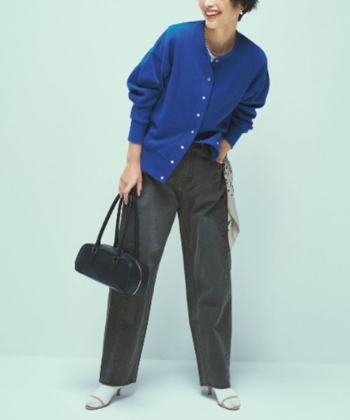 IEDIT(イディット)の「IEDIT ニット見えカットソーできちんと見えてらくちん UVカットドットボタンカーディガン(カーディガン/ボレロ・レディース・アイボリー/ネイビー/ブルー・M/L/LL/3L)」の4枚目の写真
