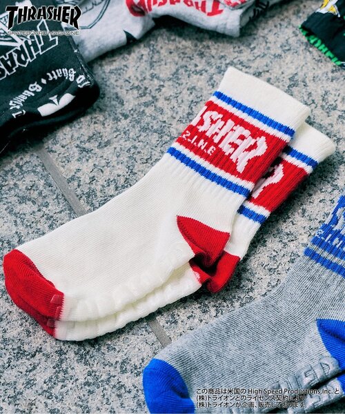 Ampersand（アンパサンド）の「THRASHER　ソックス（ソックス/靴下・キッズ・ブラック/レッド/グレー・21/18/15 /12/24）」の3枚目の写真