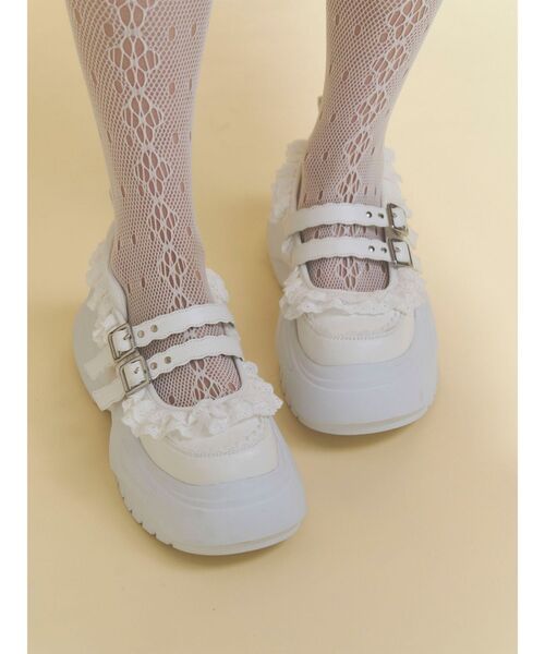 merry jenny(メリージェニー)の「frill mary jane metal sneakers(スニーカー・レディース・ピンク/ブラック/オフホワイト・LARGE/MEDIUM/SMALL)」の9枚目の写真