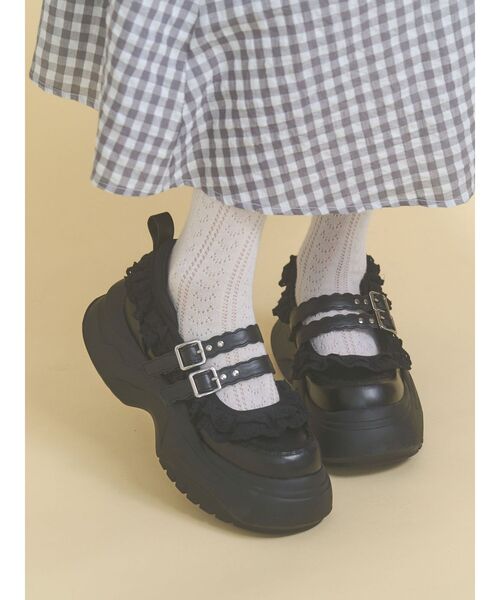 セール】frill mary jane metal sneakers（スニーカー）｜merry jenny