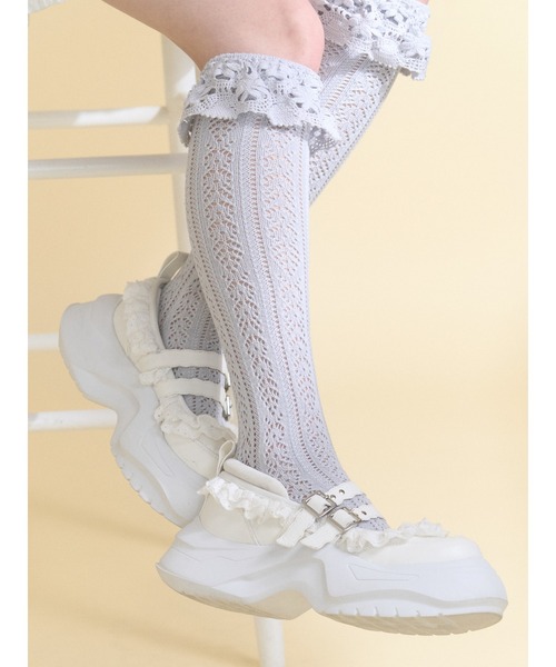merry jenny(メリージェニー)の「frill mary jane metal sneakers(スニーカー・レディース・ピンク/ブラック/オフホワイト・LARGE/MEDIUM/SMALL)」の4枚目の写真