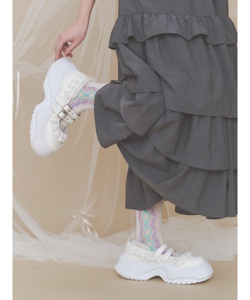 merry jenny(メリージェニー)の「frill mary jane metal sneakers(スニーカー・レディース・ピンク/ブラック/オフホワイト・LARGE/MEDIUM/SMALL)」の9枚目の写真