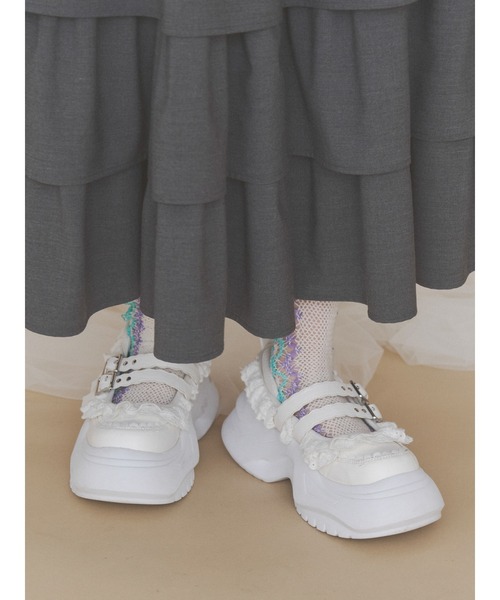 merry jenny(メリージェニー)の「frill mary jane metal sneakers(スニーカー・レディース・ピンク/ブラック/オフホワイト・LARGE/MEDIUM/SMALL)」の10枚目の写真