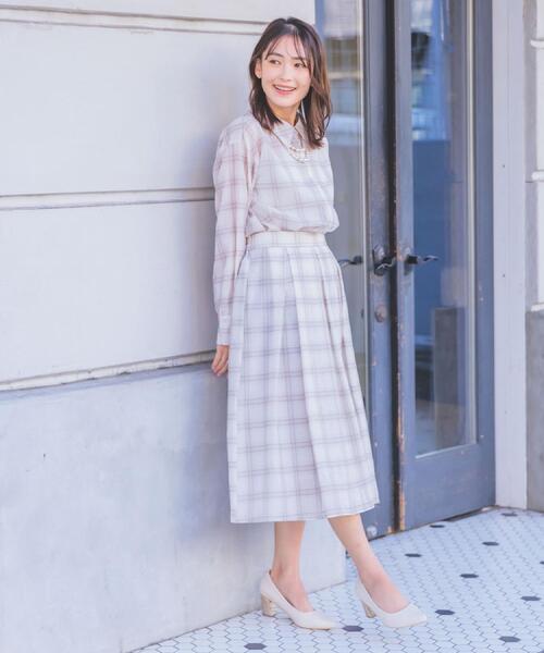 ITS'DEMO（イッツデモ）の「【セットアップ可／手洗い可】シアーチェックスカート（スカート・レディース・ベージュ系その他4/グレー系1/ライトパープル・00）」の6枚目の写真