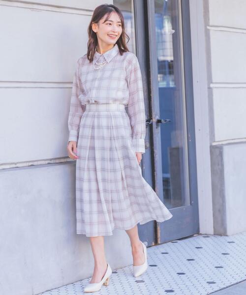 ITS'DEMO（イッツデモ）の「【セットアップ可／手洗い可】シアーチェックスカート（スカート・レディース・ベージュ系その他4/グレー系1/ライトパープル・00）」の7枚目の写真