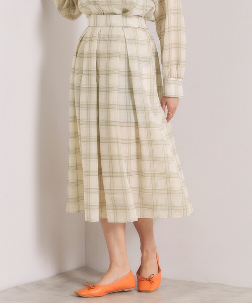 ITS'DEMO（イッツデモ）の「【セットアップ可／手洗い可】シアーチェックスカート（スカート・レディース・ベージュ系その他4/グレー系1/ライトパープル・00）」の15枚目の写真