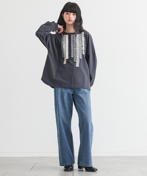 somari imagination(ソマリ イマジネーション)の「『プリントテープデザインカットソー』(Tシャツ/カットソー・レディース・オフホワイト/チャコール・FREE)」の15枚目の写真