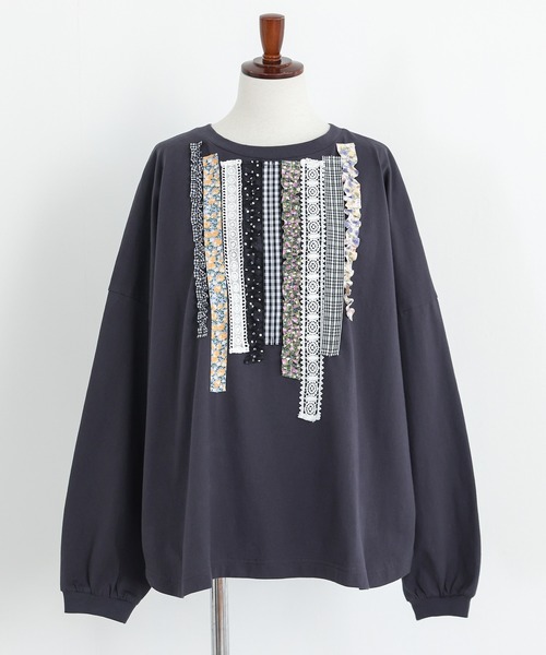 somari imagination(ソマリ イマジネーション)の「『プリントテープデザインカットソー』(Tシャツ/カットソー・レディース・オフホワイト/チャコール・FREE)」の18枚目の写真