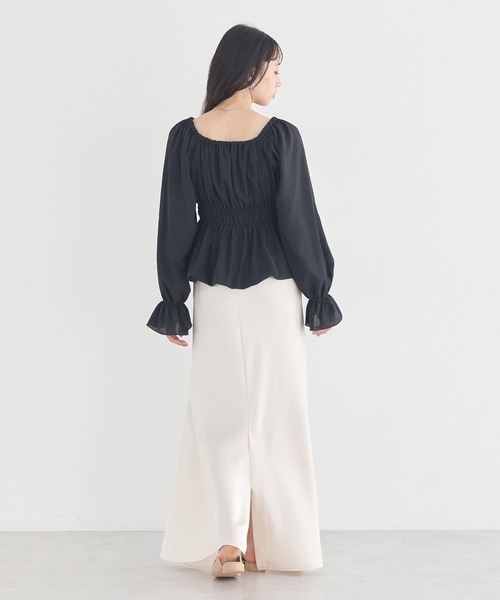 earth music&ecology(アースミュージックアンドエコロジー)の「バルーンヘムブラウス(シャツ/ブラウス・レディース・オフホワイト/ブラック/ピンク・FREE)」の9枚目の写真