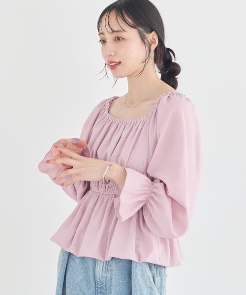 earth music&ecology(アースミュージックアンドエコロジー)の「バルーンヘムブラウス(シャツ/ブラウス・レディース・オフホワイト/ブラック/ピンク・FREE)」の13枚目の写真