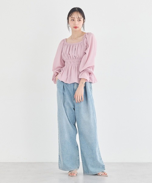 earth music&ecology(アースミュージックアンドエコロジー)の「バルーンヘムブラウス(シャツ/ブラウス・レディース・オフホワイト/ブラック/ピンク・FREE)」の14枚目の写真