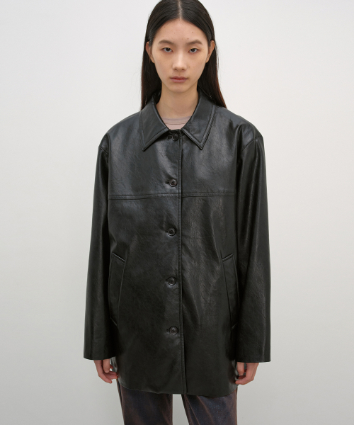 INSILENCE WOMEN(インサイレンスウーマン)の「ポウレザーコートブラック(ライダースジャケット・レディース・その他・SMALL/MEDIUM/X-SMALL/LARGE)」の1枚目の写真