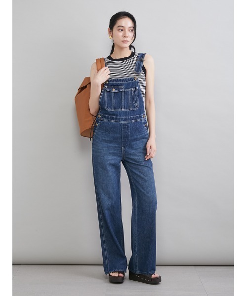 Mila Owen（ミラオーウェン）の「デニムオーバーオール（つなぎ/オールインワン・レディース・ブルー/ライトブルー/ベージュ・1/0）」の6枚目の写真