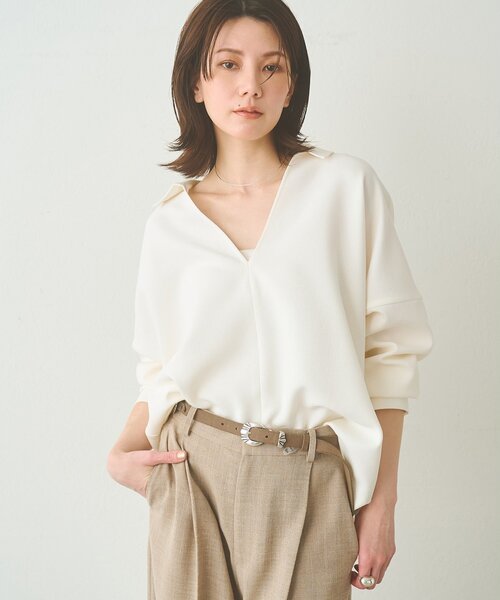 Whim Gazette(ウィムガゼット)の「スキッパージョーゼットブラウス(シャツ/ブラウス・レディース・ブラック/オフホワイト・FREE)」の10枚目の写真