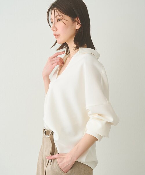 Whim Gazette(ウィムガゼット)の「スキッパージョーゼットブラウス(シャツ/ブラウス・レディース・ブラック/オフホワイト・FREE)」の7枚目の写真