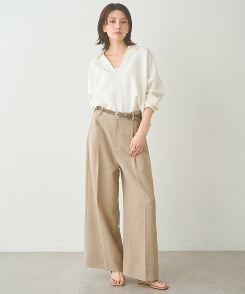 Whim Gazette(ウィムガゼット)の「スキッパージョーゼットブラウス(シャツ/ブラウス・レディース・ブラック/オフホワイト・FREE)」の9枚目の写真