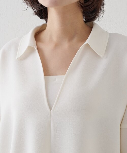 Whim Gazette(ウィムガゼット)の「スキッパージョーゼットブラウス(シャツ/ブラウス・レディース・ブラック/オフホワイト・FREE)」の13枚目の写真