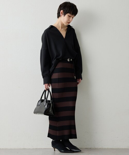 Whim Gazette(ウィムガゼット)の「スキッパージョーゼットブラウス(シャツ/ブラウス・レディース・ブラック/オフホワイト・FREE)」の18枚目の写真