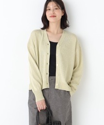 ◆【名品・ウォッシャブル】ペーパーヤーンＶネックカーディガン