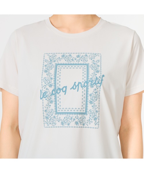 le coq sportif（ルコックスポルティフ）の「ルコックスポルティフ  サンスクリーンスムースニット半袖Tシャツ（Tシャツ/カットソー・レディース・ブルー/オフホワイト/ピンク/ネイビー・M/L/XL）」の5枚目の写真