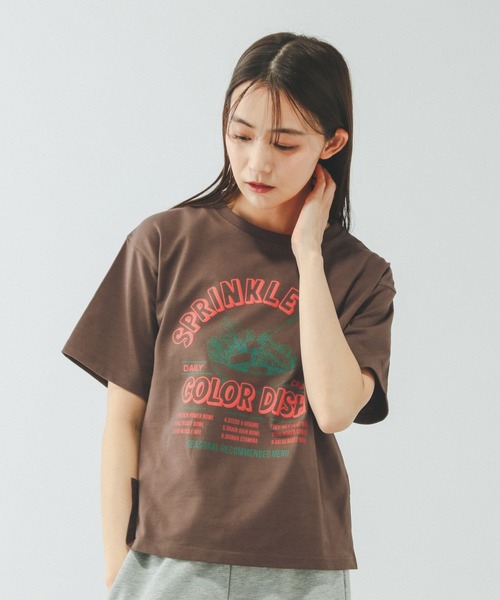 GLOBAL WORK（グローバルワーク）の「ヘビロッTEEプリント半袖/636798（Tシャツ/カットソー・レディース・ブラウン/ホワイト系その他3/チャコールグレー/ホワイト系その他2/ホワイト/ホワイト系2/ホワイト系1/イエロー系その他/ブラック系・LARGE/MEDIUM）」の8枚目の写真
