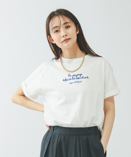 GLOBAL WORK（グローバルワーク）の「ヘビロッTEEプリント半袖/636798（Tシャツ/カットソー・レディース・ブラウン/ホワイト系その他3/チャコールグレー/ホワイト系その他2/ホワイト/ホワイト系2/ホワイト系1/イエロー系その他/ブラック系・LARGE/MEDIUM）」の2枚目の写真