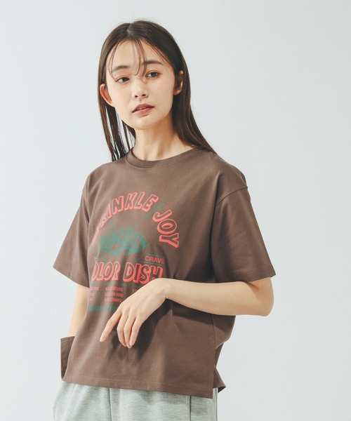 GLOBAL WORK（グローバルワーク）の「ヘビロッTEEプリント半袖/636798（Tシャツ/カットソー・レディース・ブラウン/ホワイト系その他3/チャコールグレー/ホワイト系その他2/ホワイト/ホワイト系2/ホワイト系1/イエロー系その他/ブラック系・LARGE/MEDIUM）」の20枚目の写真