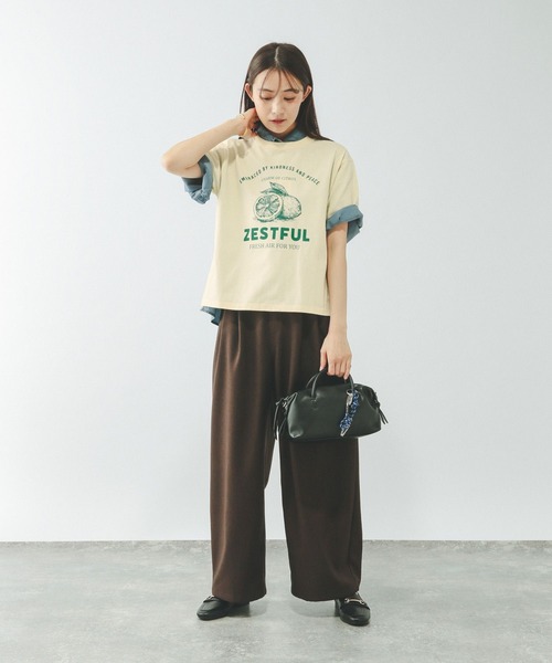 GLOBAL WORK（グローバルワーク）の「ヘビロッTEEプリント半袖/636798（Tシャツ/カットソー・レディース・ブラウン/ホワイト系その他3/チャコールグレー/ホワイト系その他2/ホワイト/ホワイト系2/ホワイト系1/イエロー系その他/ブラック系・LARGE/MEDIUM）」の22枚目の写真