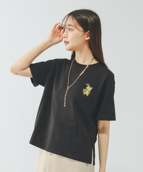 GLOBAL WORK（グローバルワーク）の「ヘビロッTEEプリント半袖/636798（Tシャツ/カットソー・レディース・ブラウン/ホワイト系その他3/チャコールグレー/ホワイト系その他2/ホワイト/ホワイト系2/ホワイト系1/イエロー系その他/ブラック系・LARGE/MEDIUM）」の13枚目の写真