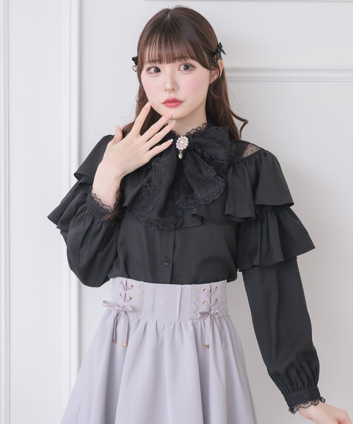 couture BY ROJITA(クチュールバイロジータ)の「ラッフルボリュームブラウス(シャツ/ブラウス・レディース・ホワイト/ブラック/ベージュ・FREE)」の3枚目の写真