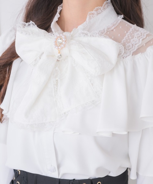 couture BY ROJITA(クチュールバイロジータ)の「ラッフルボリュームブラウス(シャツ/ブラウス・レディース・ホワイト/ブラック/ベージュ・FREE)」の4枚目の写真