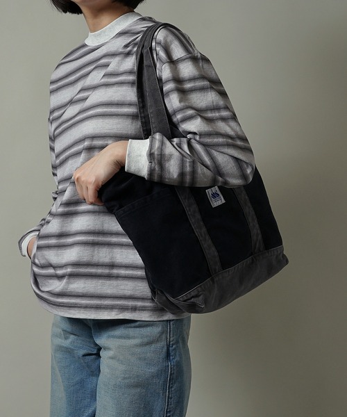 MADDEN（メデン）の「【MADDEN】12oz キャンバス グロサリートートバッグ MDPM-05（トートバッグ・メンズ・ブラック×グレー/サックスブルー/ピンク/キナリ・ONE SIZE）」の9枚目の写真