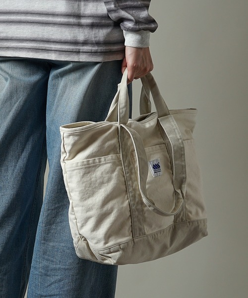 MADDEN（メデン）の「【MADDEN】12oz キャンバス グロサリートートバッグ MDPM-05（トートバッグ・メンズ・ブラック×グレー/サックスブルー/ピンク/キナリ・ONE SIZE）」の6枚目の写真