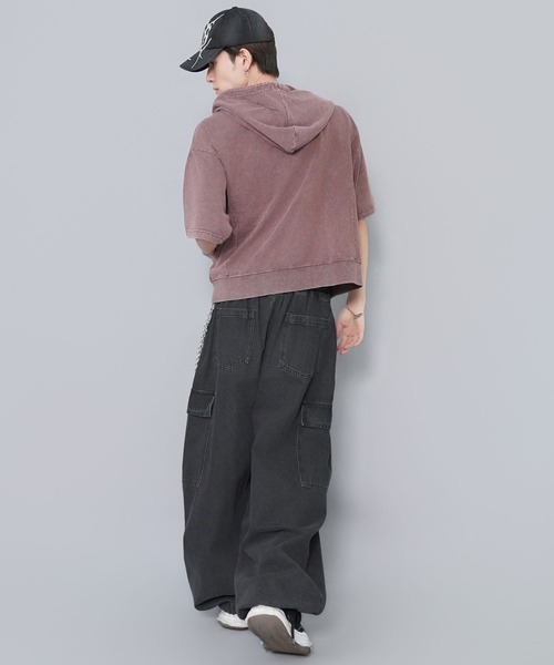 SPINNS（スピンズ）の「短丈半袖ダブルジップパーカー/トライバル刺繍/スノーウォッシュ加工（パーカー・メンズ・ブラック/ブラック系その他/ブラウン系その他/グリーン系その他・ONESIZE）」の22枚目の写真