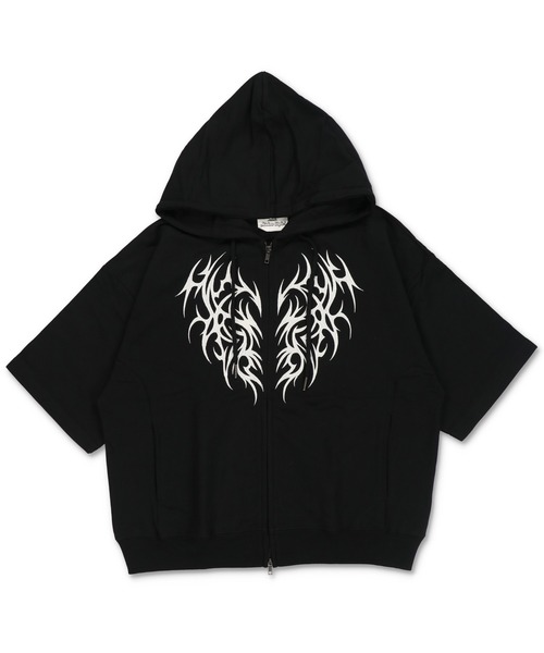 SPINNS（スピンズ）の「短丈半袖ダブルジップパーカー/トライバル刺繍/スノーウォッシュ加工（パーカー・メンズ・ブラック/ブラック系その他/ブラウン系その他/グリーン系その他・ONESIZE）」の10枚目の写真