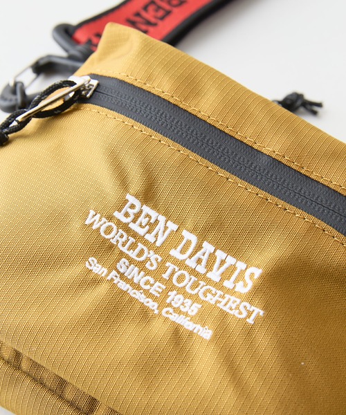 BEN DAVIS(ベンデイビス)の「【BEN DAVIS/ベンデイビス】【止水ジップ・高耐久】ロゴテープ ショルダーバッグ リップストップ素材 軽量・タフ(ショルダーバッグ・メンズ・ブラック/オレンジ・FREE)」の6枚目の写真