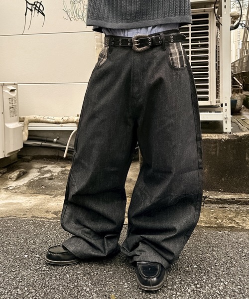 セール】POCKET CHECK RIGID BUGGY DENIM／ポケットチェックデザイン