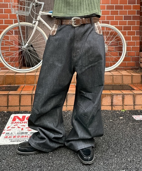 セール】POCKET CHECK RIGID BUGGY DENIM／ポケットチェックデザイン