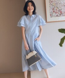シアーボイル フリル袖ワンピース