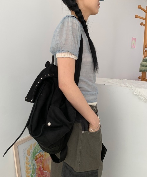 Lis ardent(リスアルダン)の「春夏新作シアー半袖Tシャツ/レイヤード着(Tシャツ/カットソー・レディース・ホワイト/ブルー/アイボリー/ブラック・M)」の8枚目の写真