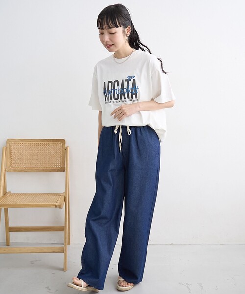 coen(コーエン)の「スポーティーロゴアソートプリントTシャツ(Tシャツ/カットソー・レディース・オフホワイト/ナチュラル/ライトブルー/ダークグレー・M/L)」の5枚目の写真